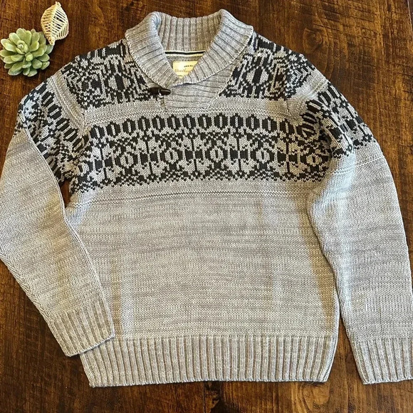 Weatherproof Vintage | Gray Shaw Collar Fair Isle Sweater - Picture 3 of 8
